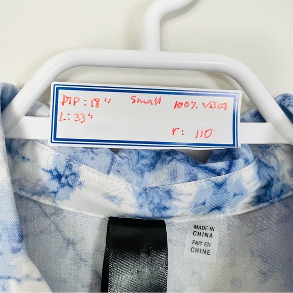 NWT Motion Blue& White Button Front Ruffle Pattern Midi Dress Women Size S - Picture 7 of 15